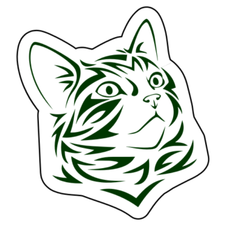 Tribal Cat Sticker (Dark Green)